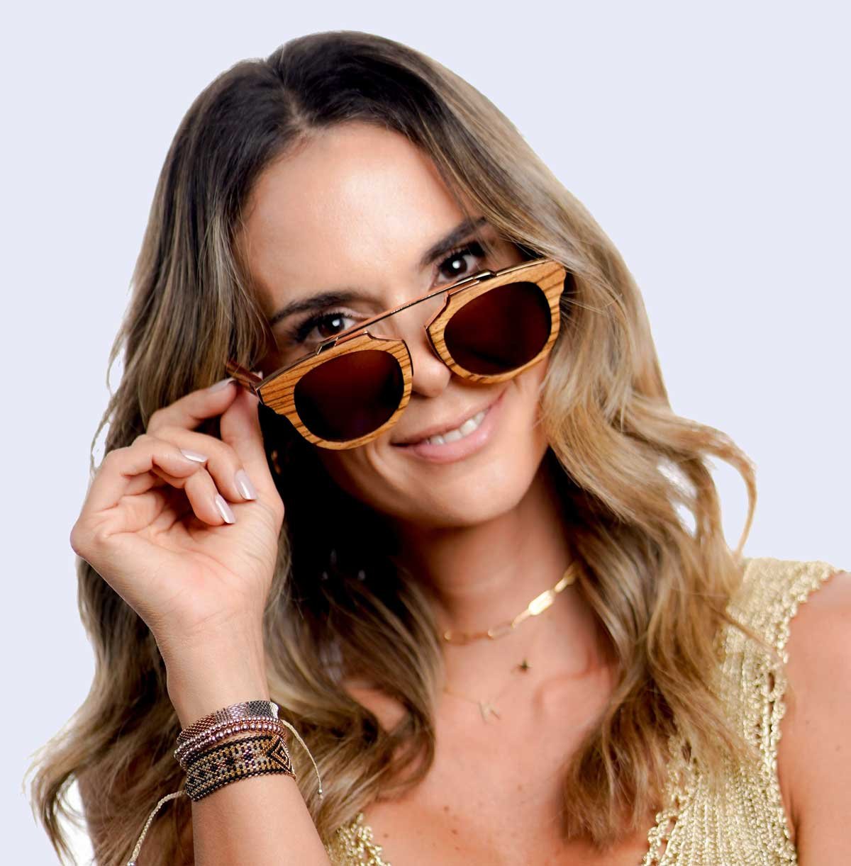 Wooden sunglasses as a natural trend