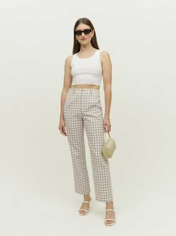 Reformation’s Franklin Pant in Beige Check