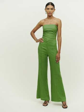 Reformation’s Silvie Linen Pant in Kelly Green