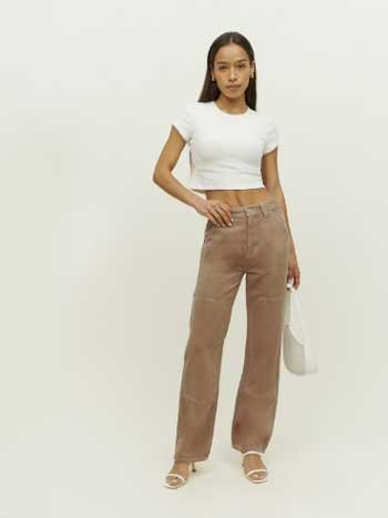 Rise Straight Pants in Clay