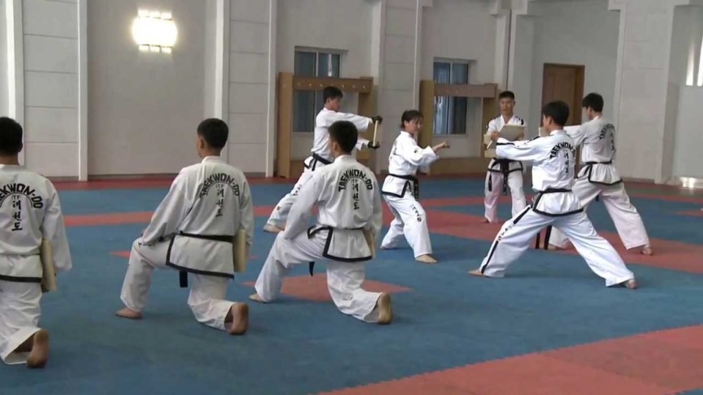 Practicing Taekwondo